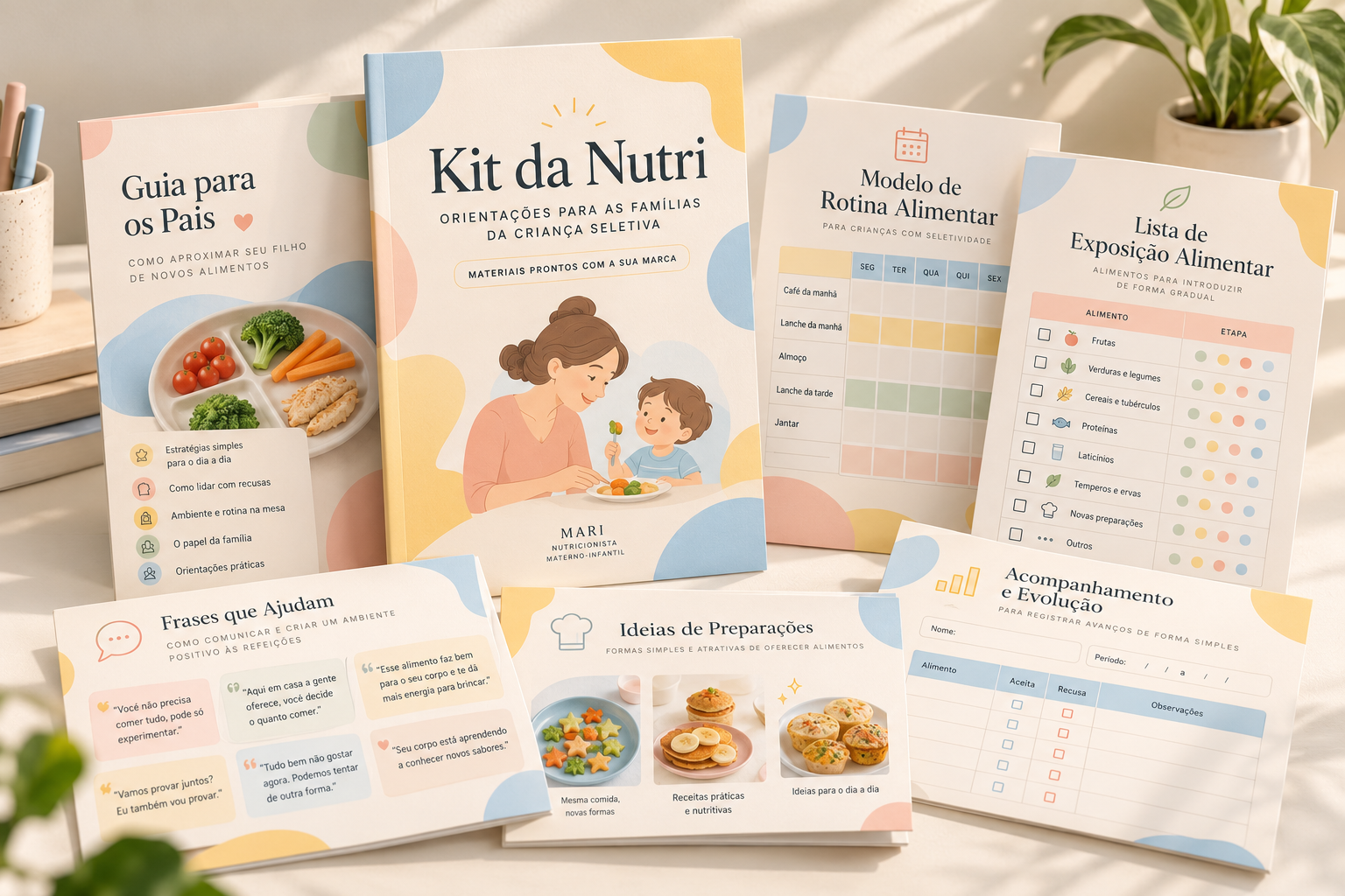 Mockup dos materiais do Kit da Nutri